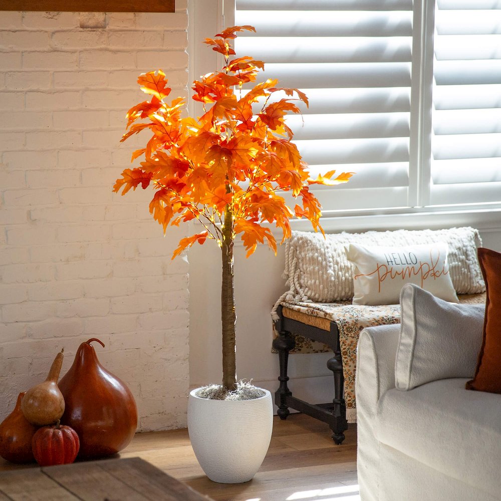 5ft. Pre-Lit Autumn Maple Artificial Fall Tree with 240 Warm White LED Lights