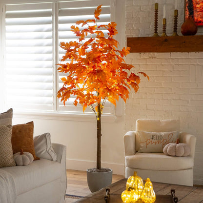 7ft. Pre-Lit Autumn Maple Artificial Fall Tree with 450 Warm White LED Lights