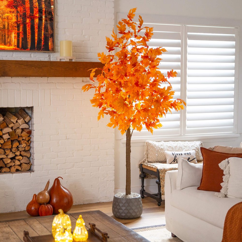 8ft. Pre-Lit Autumn Maple Artificial Fall Tree with 660 Warm White LED Lights