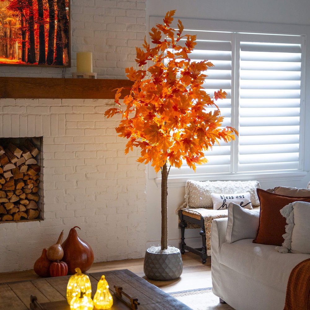 8ft. Pre-Lit Autumn Maple Artificial Fall Tree with 660 Warm White LED Lights