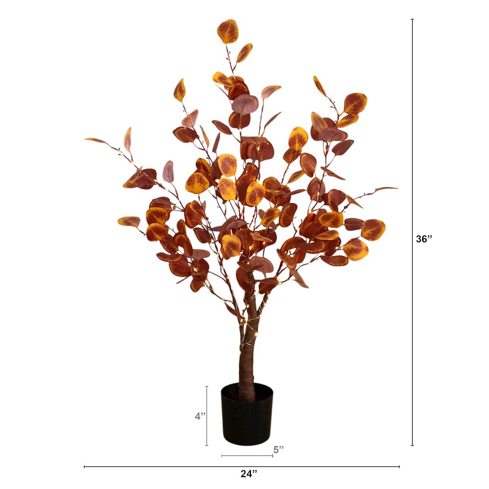 3ft. Pre-Lit Autumn Eucalyptus Artificial Fall Tree with 80 LED Lights