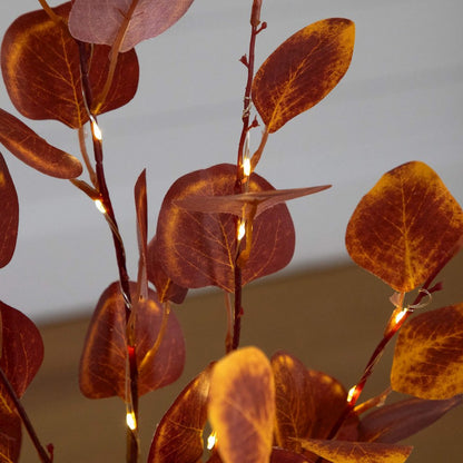 3ft. Pre-Lit Autumn Eucalyptus Artificial Fall Tree with 80 LED Lights