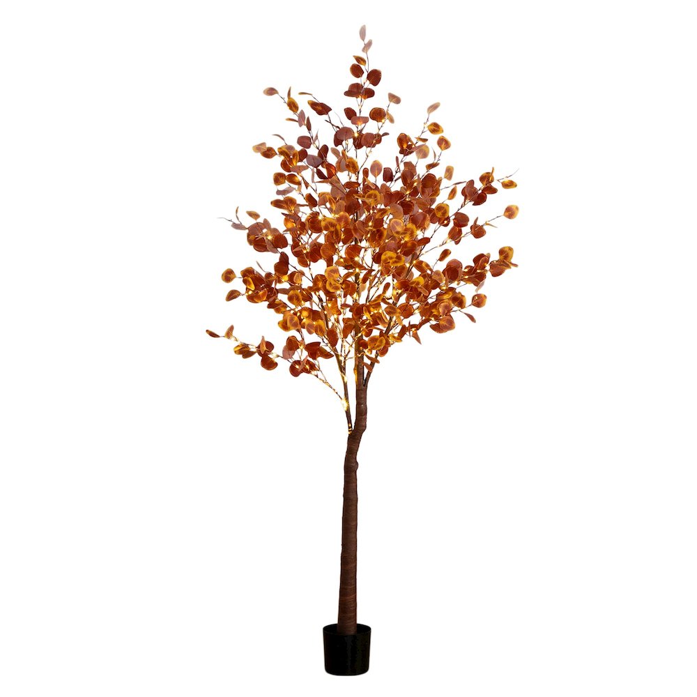 7ft. Pre-Lit Grand Autumn Eucalyptus Artificial Fall Tree with 420 LED Lights
