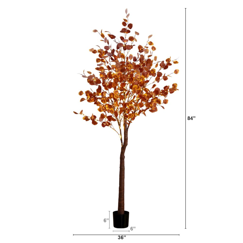 7ft. Pre-Lit Grand Autumn Eucalyptus Artificial Fall Tree with 420 LED Lights