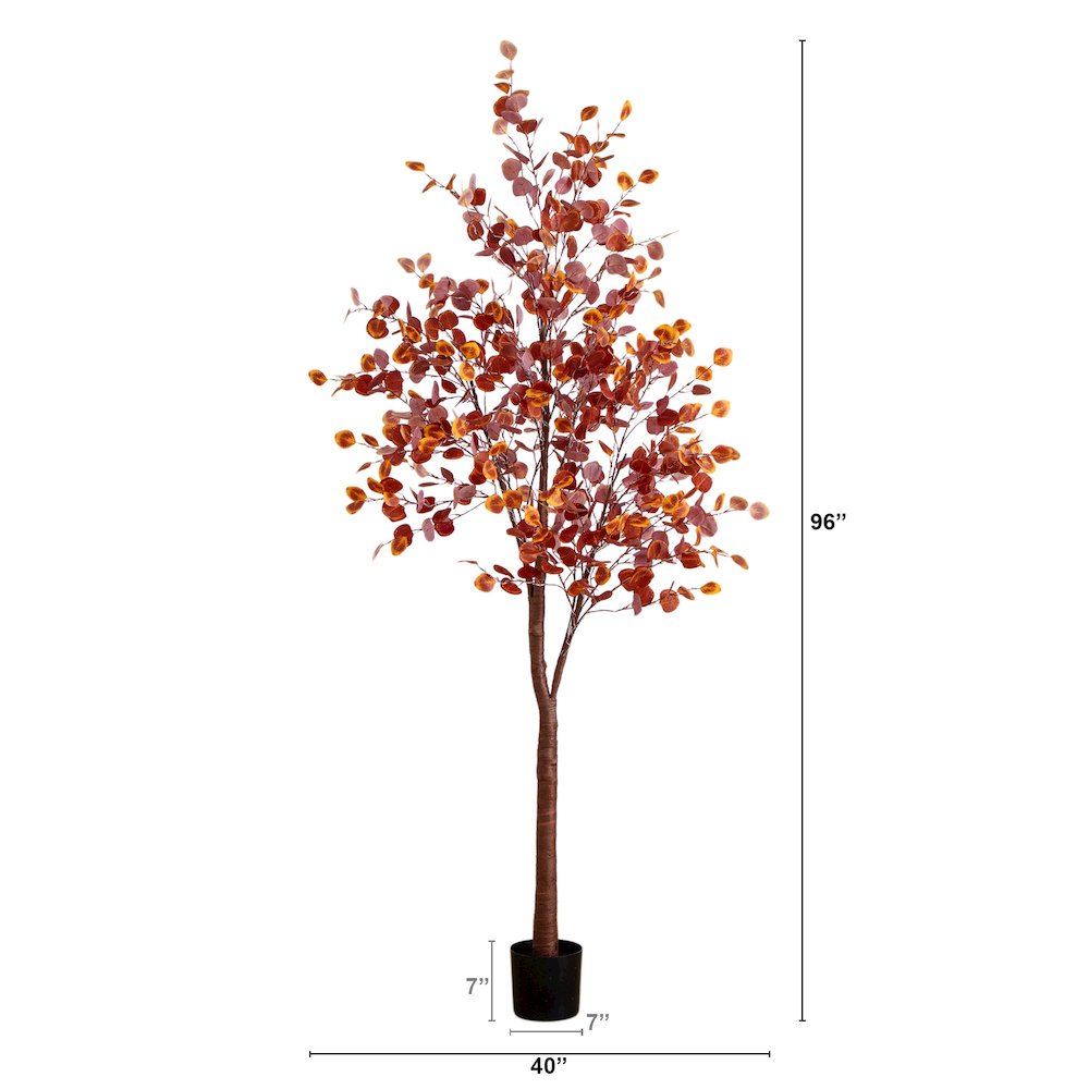 8ft. Pre-Lit Grand Autumn Eucalyptus Artificial Fall Tree with 540 LED Lights