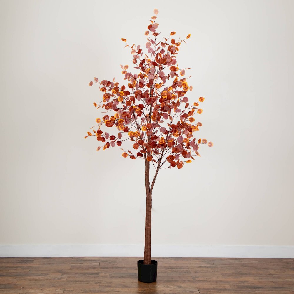 8ft. Pre-Lit Grand Autumn Eucalyptus Artificial Fall Tree with 540 LED Lights