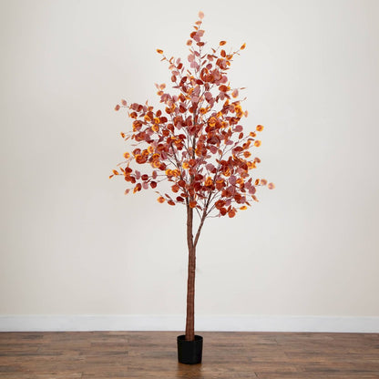 8ft. Pre-Lit Grand Autumn Eucalyptus Artificial Fall Tree with 540 LED Lights
