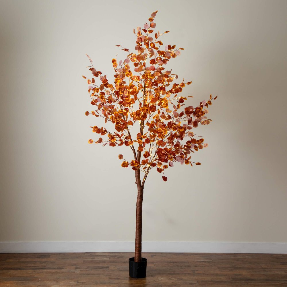 9ft. Pre-Lit Grand Autumn Eucalyptus Artificial Fall Tree with 700 LED Lights
