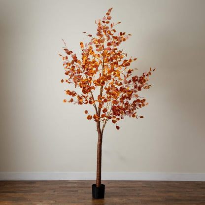 9ft. Pre-Lit Grand Autumn Eucalyptus Artificial Fall Tree with 700 LED Lights