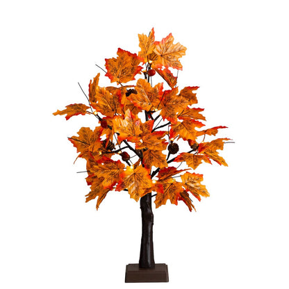 2ft. Pre-Lit Autumn Maple Artificial Fall Tree with Acorns & Pinecones