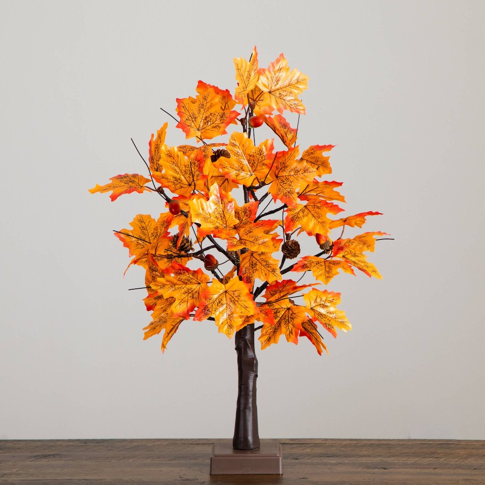 2ft. Pre-Lit Autumn Maple Artificial Fall Tree with Acorns & Pinecones