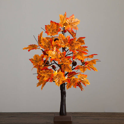 2ft. Pre-Lit Autumn Maple Artificial Fall Tree with Acorns & Pinecones