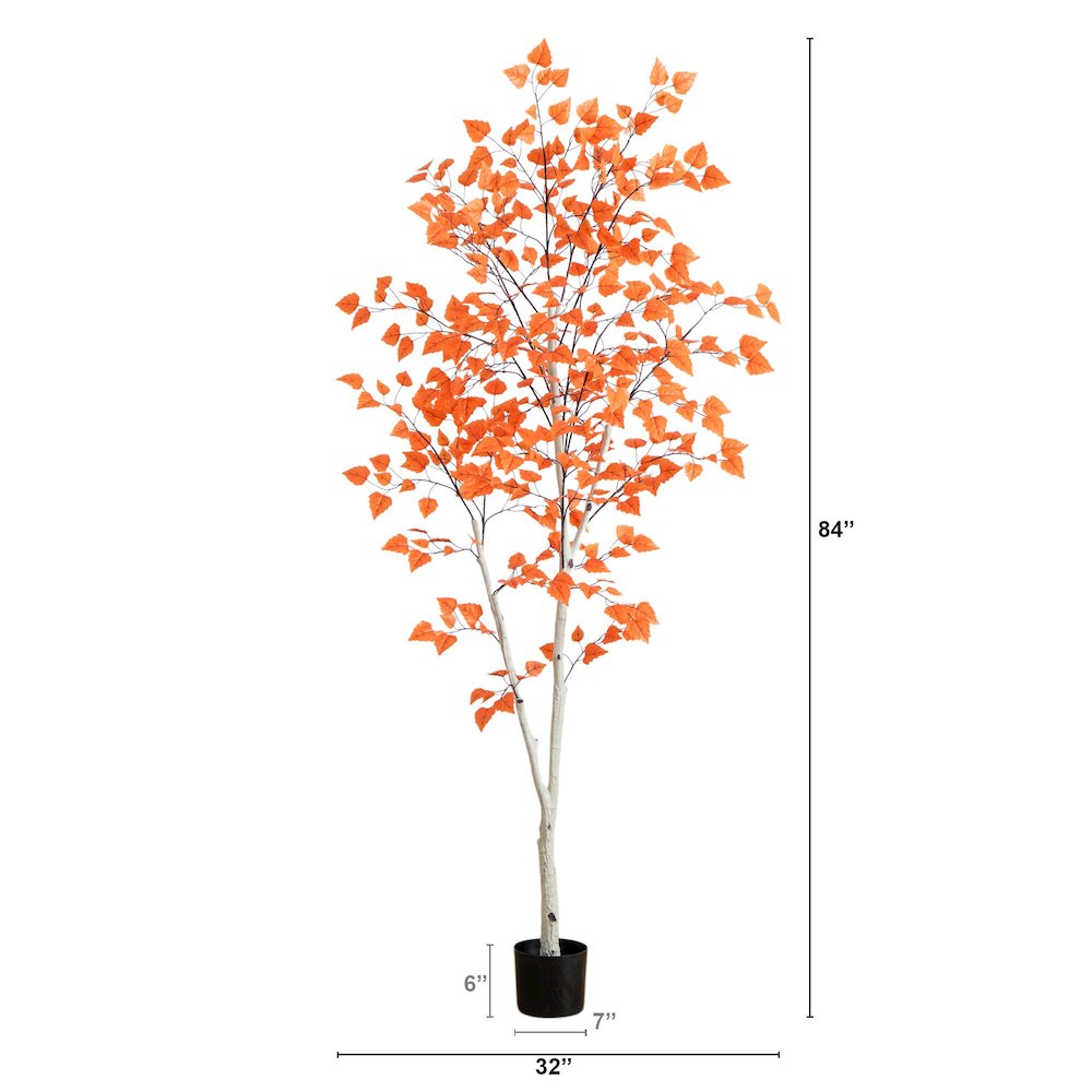 7ft. Autumn Paper Birch Artificial Fall Tree