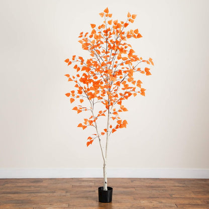 7ft. Autumn Paper Birch Artificial Fall Tree
