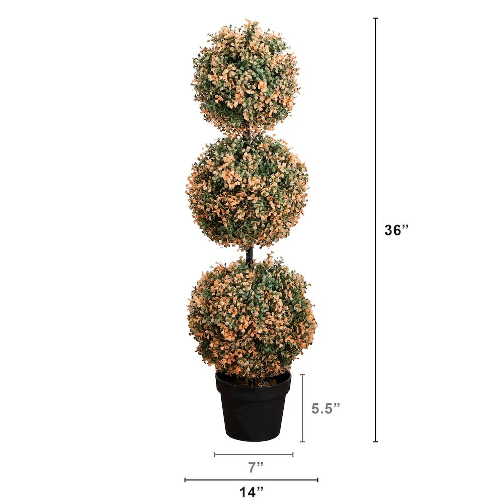 3ft. Autumn Triple Ball Boxwood Artificial Fall Topiary Tree
