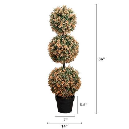 3ft. Autumn Triple Ball Boxwood Artificial Fall Topiary Tree