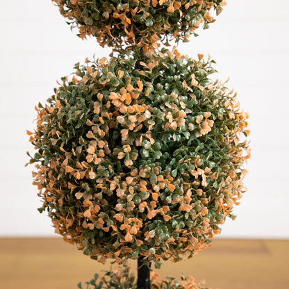 3ft. Autumn Triple Ball Boxwood Artificial Fall Topiary Tree