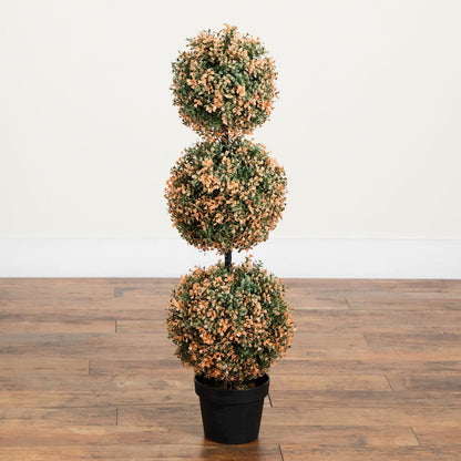 3ft. Autumn Triple Ball Boxwood Artificial Fall Topiary Tree