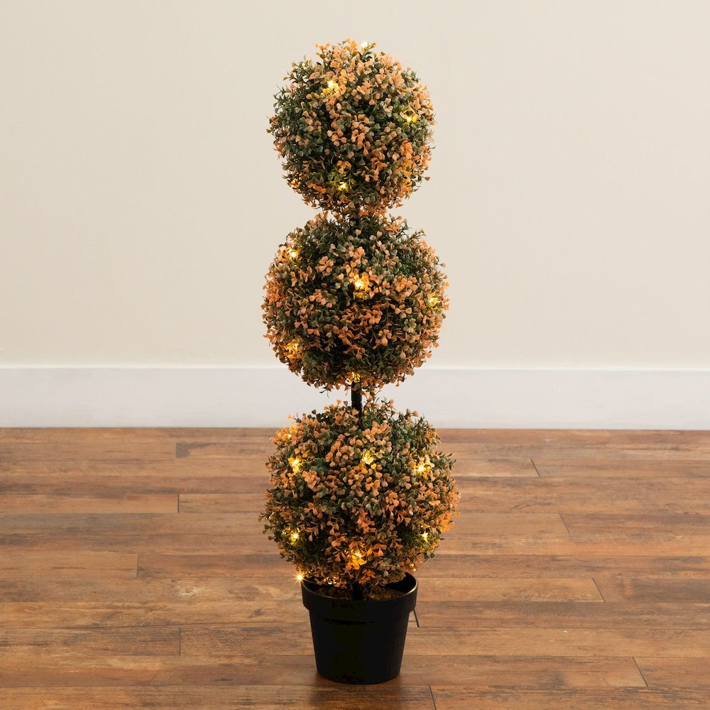 3ft. Autumn Triple Ball Boxwood Artificial Fall Topiary Tree