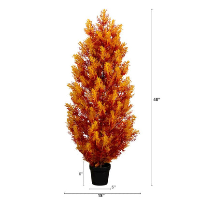 4ft. UV Resistant Autumn Artificial Fall Cedar Tree (Indoor/Outdoor)
