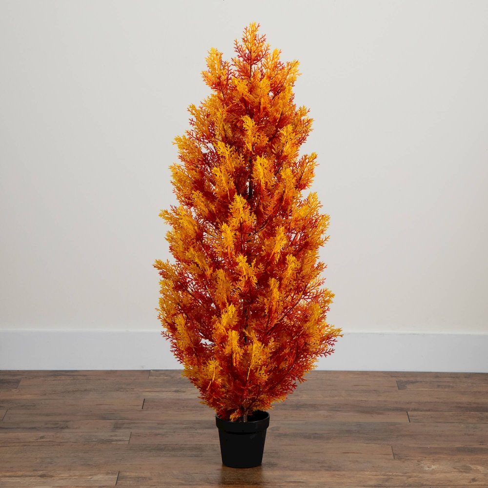 4ft. UV Resistant Autumn Artificial Fall Cedar Tree (Indoor/Outdoor)