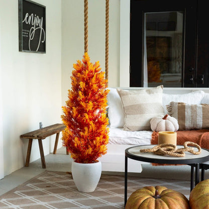 4ft. UV Resistant Autumn Artificial Fall Cedar Tree (Indoor/Outdoor)