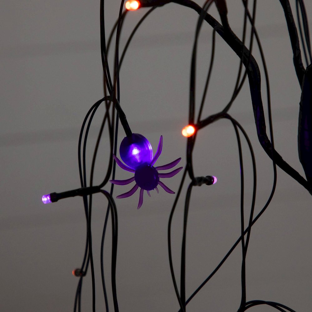 2ft. Pre-Lit Halloween Artificial Black Spooky Spider Willow Tree