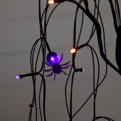 2ft. Pre-Lit Halloween Artificial Black Spooky Spider Willow Tree
