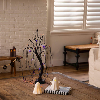 2ft. Pre-Lit Halloween Artificial Black Spooky Spider Willow Tree