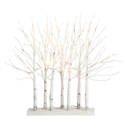 2ft. Pre-Lit Artificial White Birch Centerpiece with 84 LED Lights