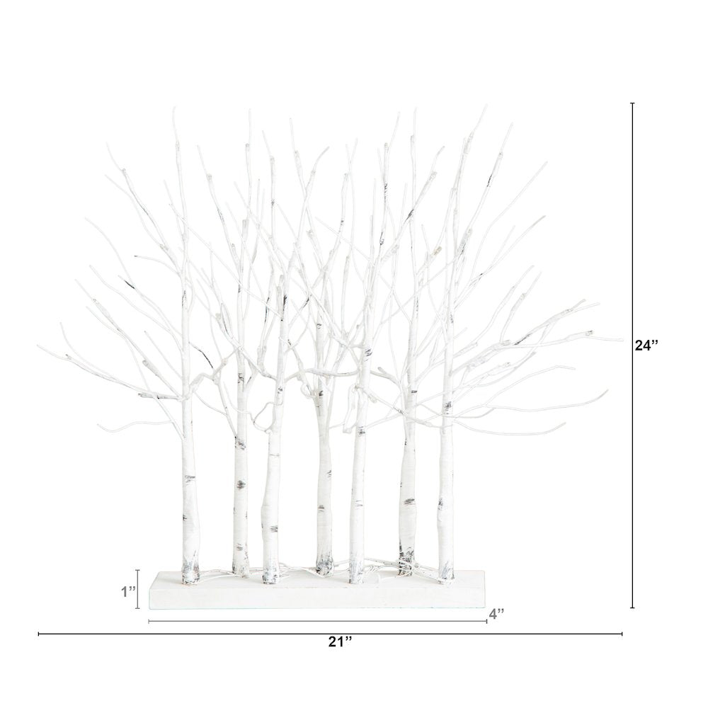 2ft. Pre-Lit Artificial White Birch Centerpiece with 84 LED Lights