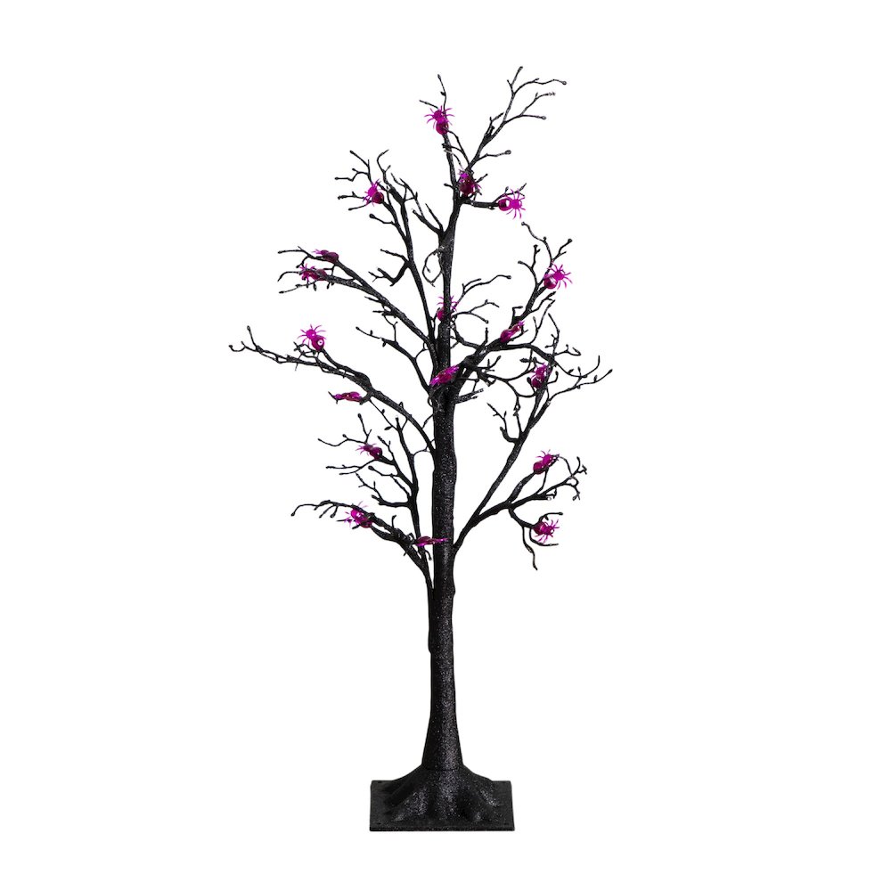 3ft. Pre-Lit Artificial Halloween Spider Twig Tree with 36 Purple LED Lights