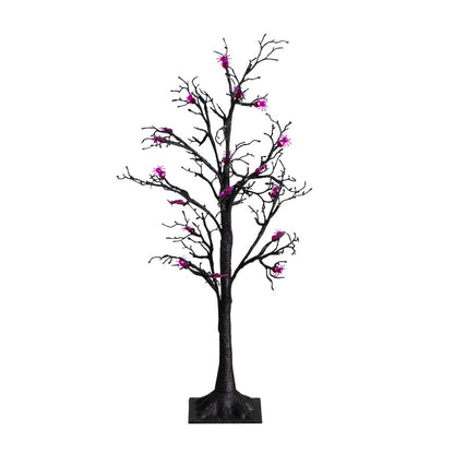 3ft. Pre-Lit Artificial Halloween Spider Twig Tree with 36 Purple LED Lights