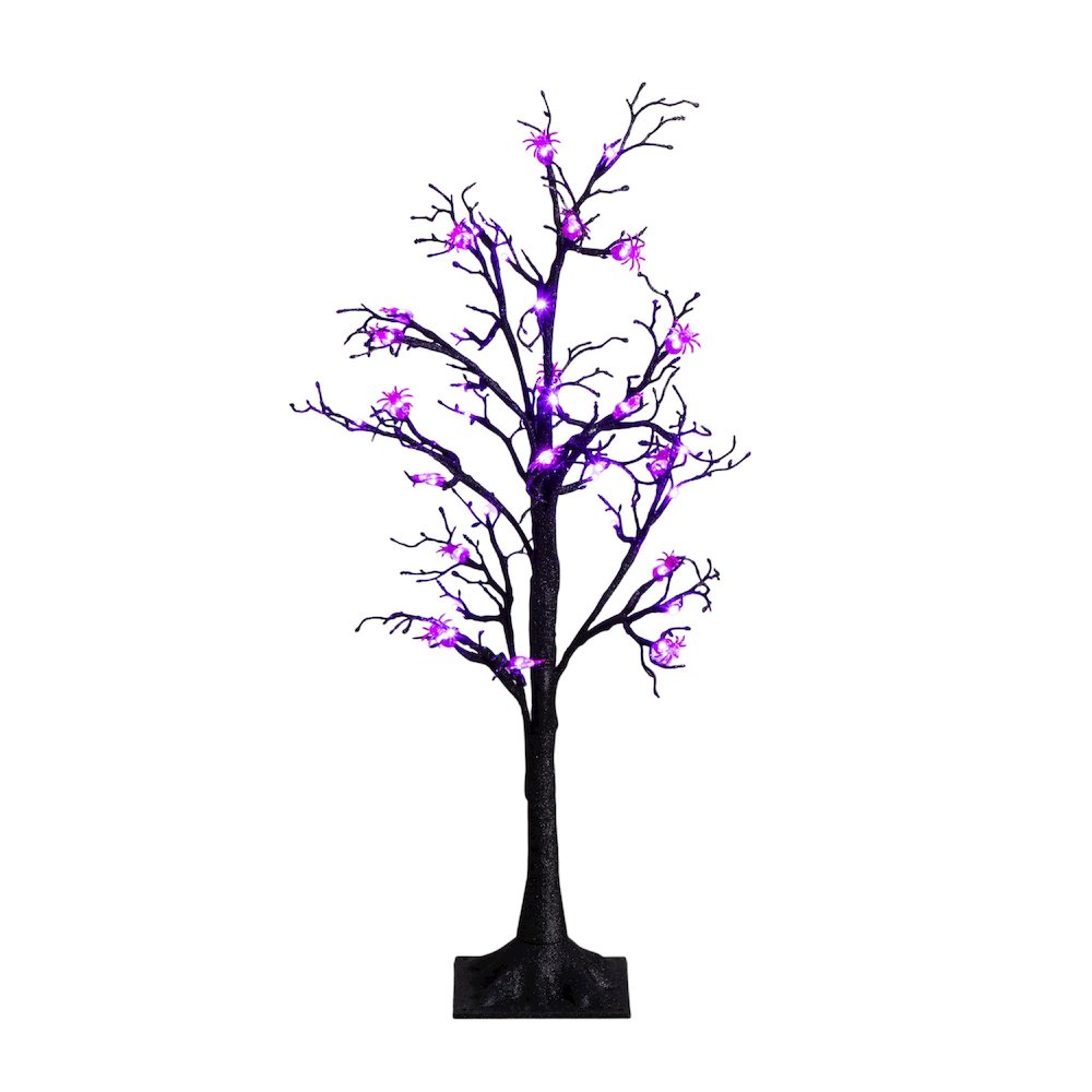 3ft. Pre-Lit Artificial Halloween Spider Twig Tree with 36 Purple LED Lights