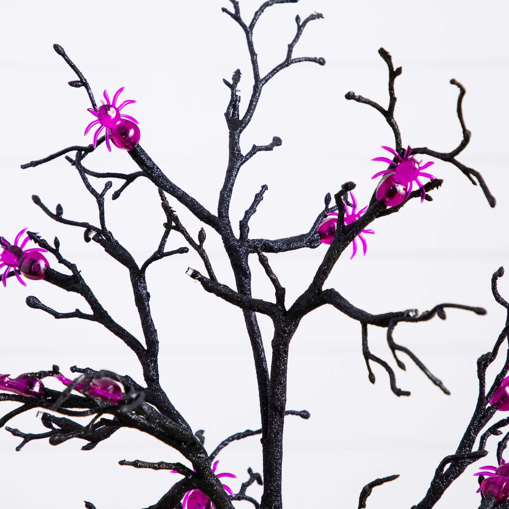 3ft. Pre-Lit Artificial Halloween Spider Twig Tree with 36 Purple LED Lights