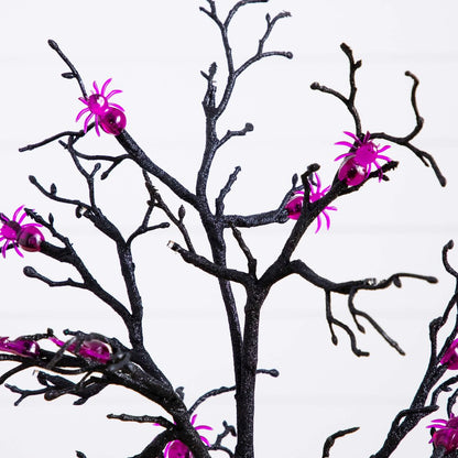 3ft. Pre-Lit Artificial Halloween Spider Twig Tree with 36 Purple LED Lights