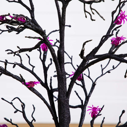 3ft. Pre-Lit Artificial Halloween Spider Twig Tree with 36 Purple LED Lights
