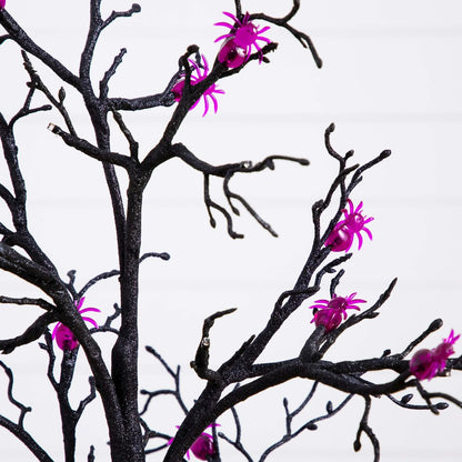 3ft. Pre-Lit Artificial Halloween Spider Twig Tree with 36 Purple LED Lights