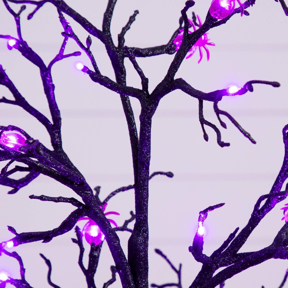 3ft. Pre-Lit Artificial Halloween Spider Twig Tree with 36 Purple LED Lights