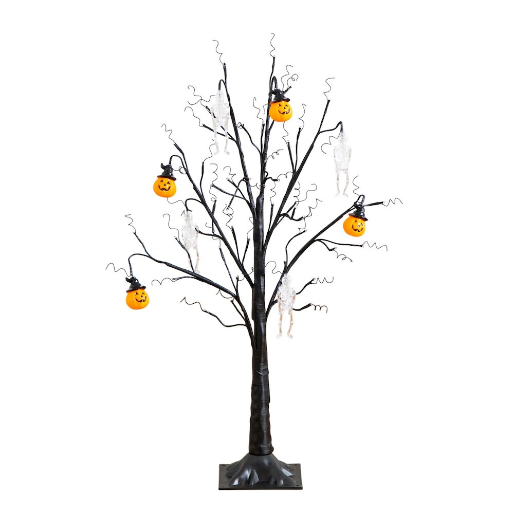 3ft. Pre-Lit Artificial Halloween Pumpkins and Skulls Ornament Tree