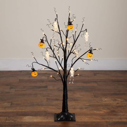 3ft. Pre-Lit Artificial Halloween Pumpkins and Skulls Ornament Tree