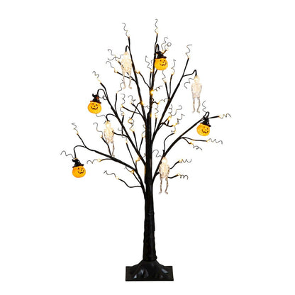 3ft. Pre-Lit Artificial Halloween Pumpkins and Skulls Ornament Tree