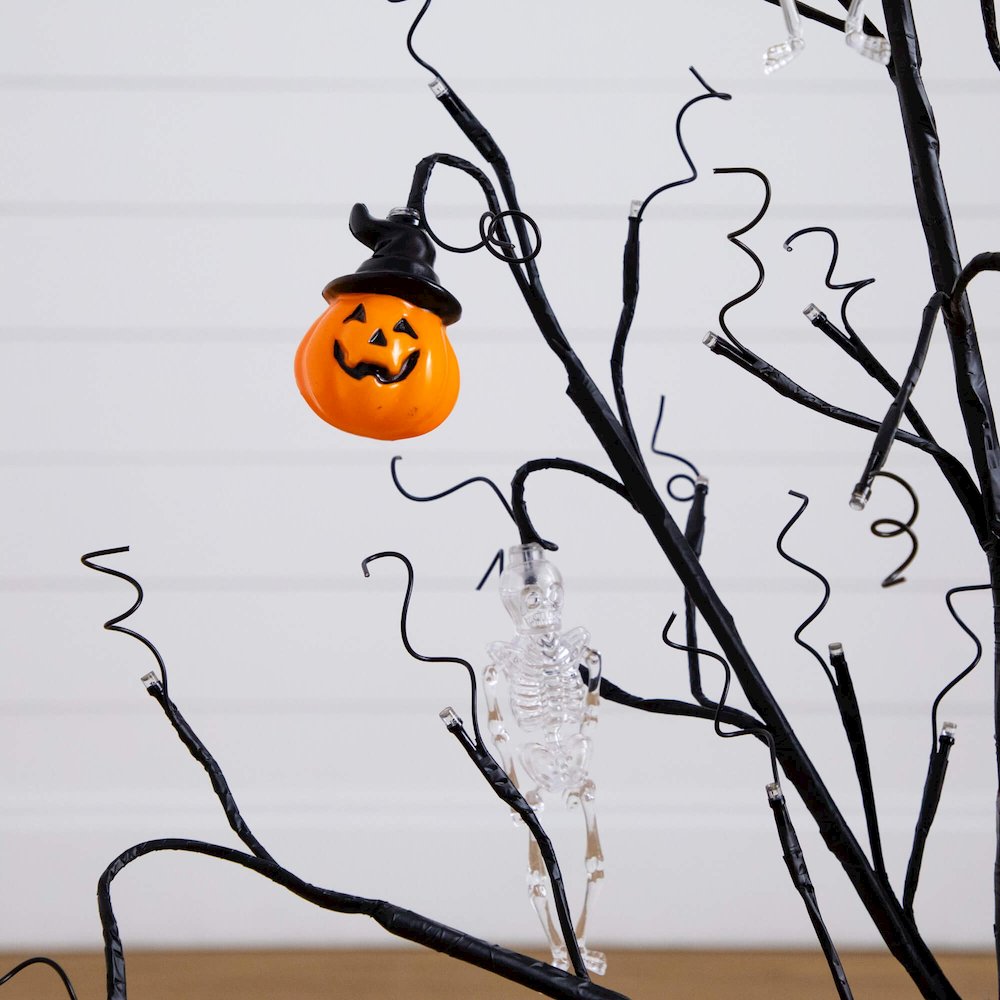 3ft. Pre-Lit Artificial Halloween Pumpkins and Skulls Ornament Tree