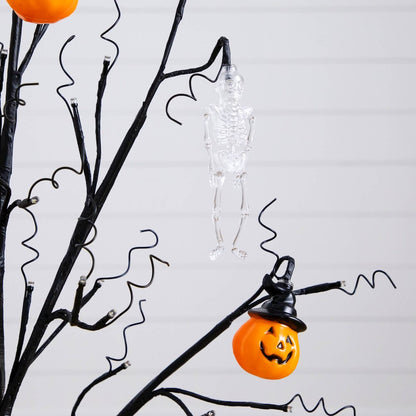 3ft. Pre-Lit Artificial Halloween Pumpkins and Skulls Ornament Tree