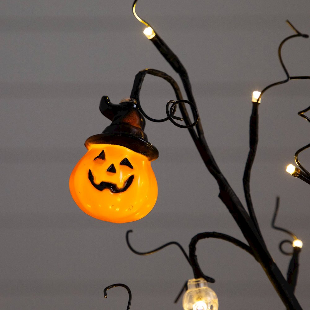 3ft. Pre-Lit Artificial Halloween Pumpkins and Skulls Ornament Tree