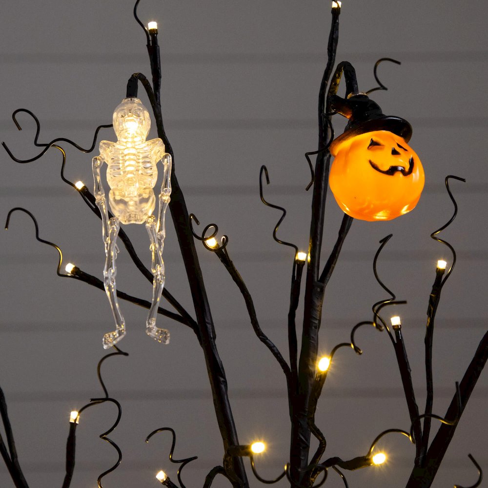 3ft. Pre-Lit Artificial Halloween Pumpkins and Skulls Ornament Tree