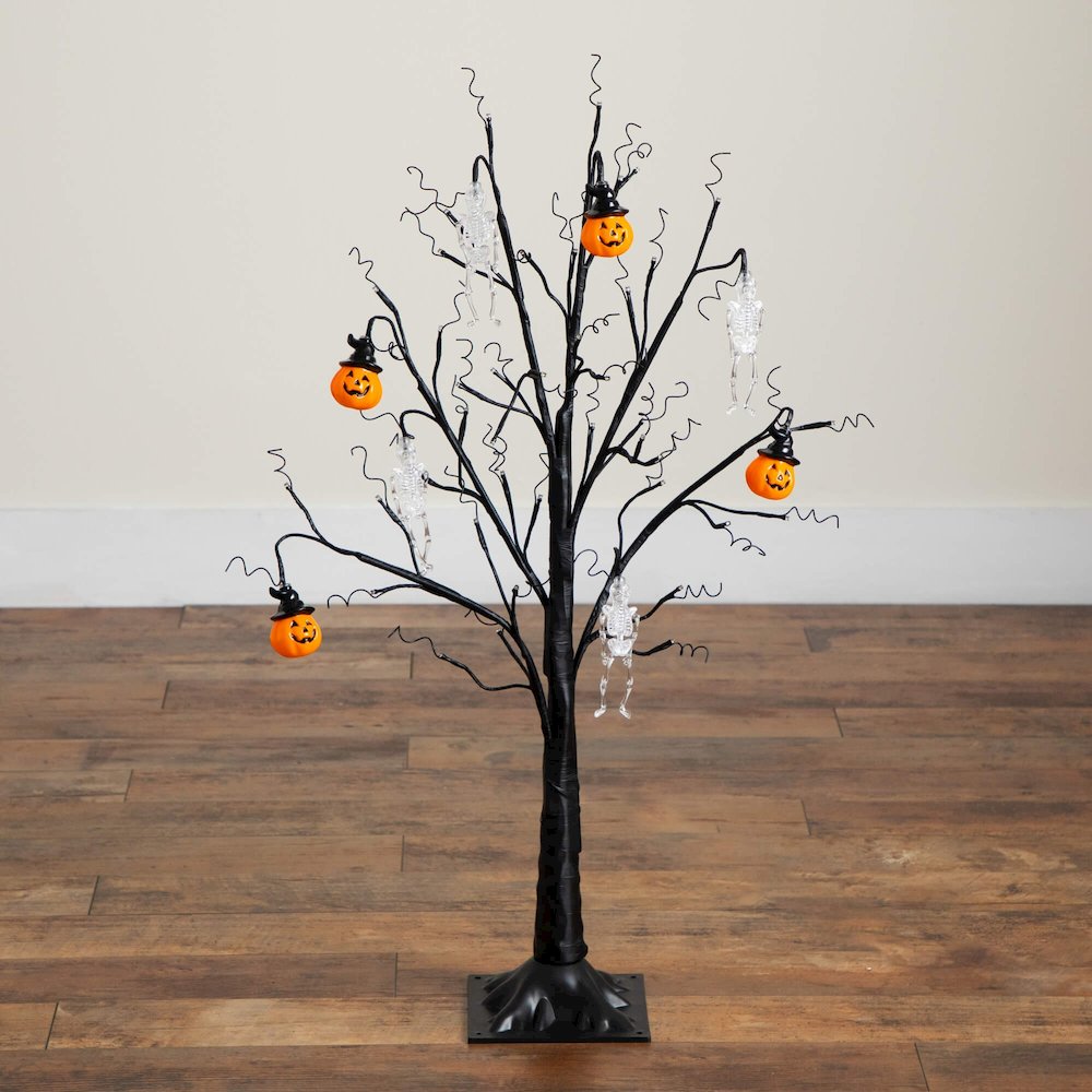 3ft. Pre-Lit Artificial Halloween Pumpkins and Skulls Ornament Tree