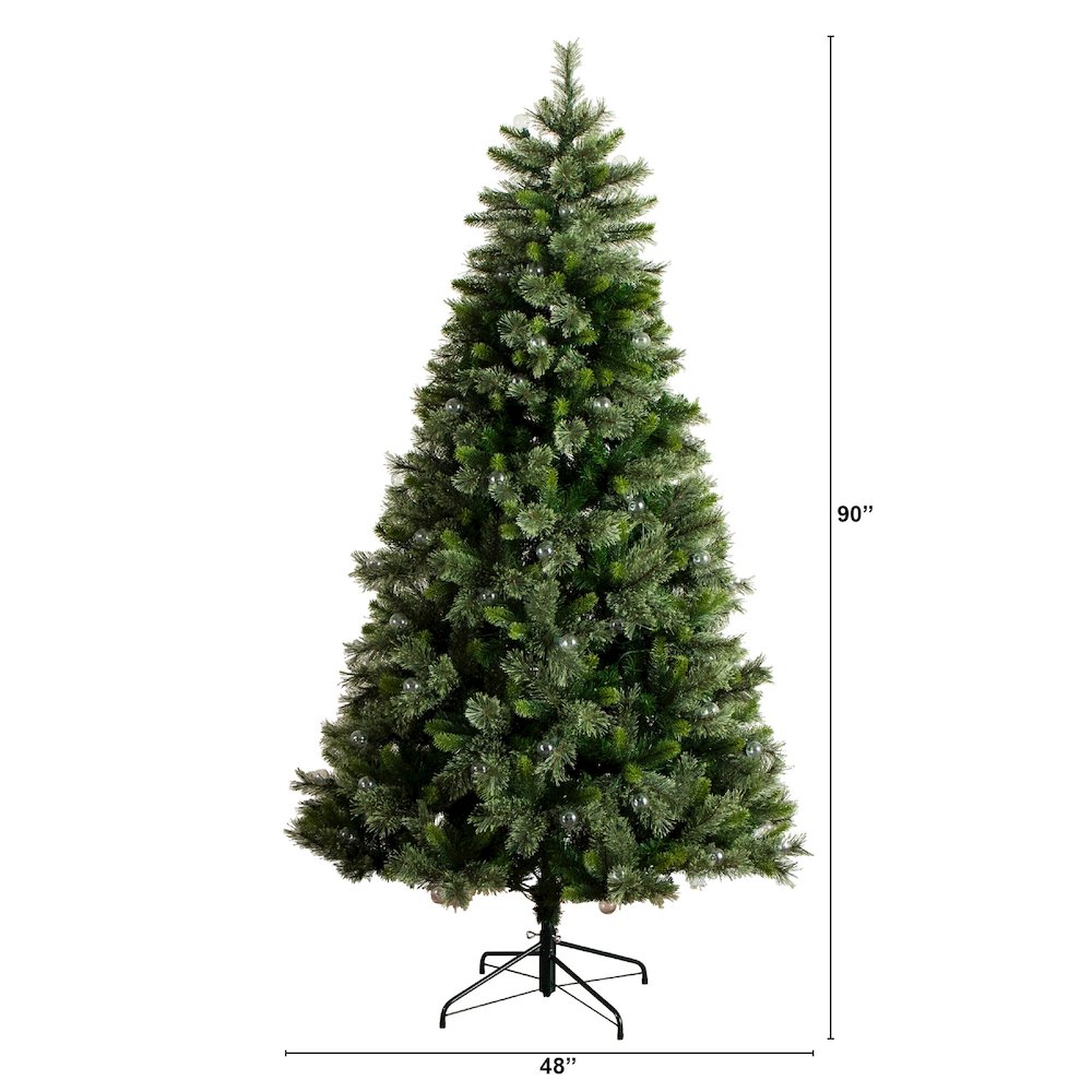 7.5ft. Artificial Christmas Tree with 450 Clear Globe Bulbs and LED Lights