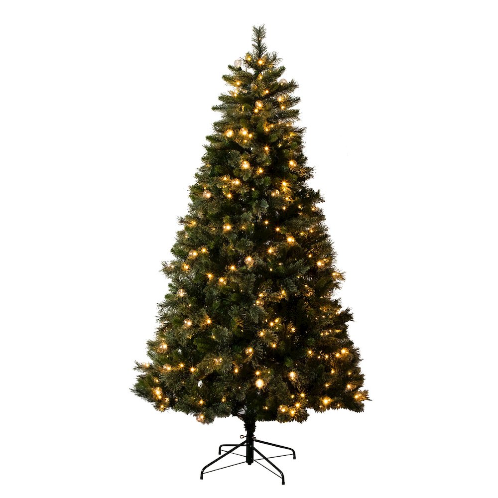 7.5ft. Artificial Christmas Tree with 450 Clear Globe Bulbs and LED Lights
