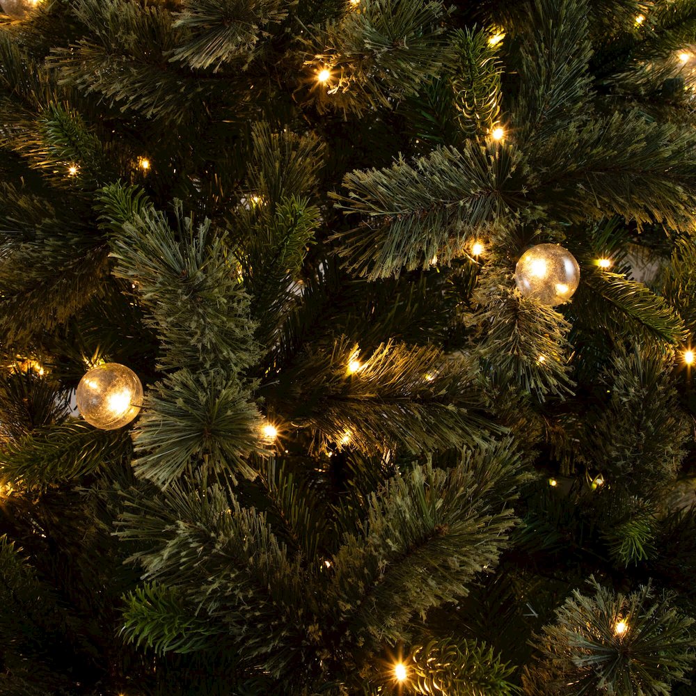 7.5ft. Artificial Christmas Tree with 450 Clear Globe Bulbs and LED Lights